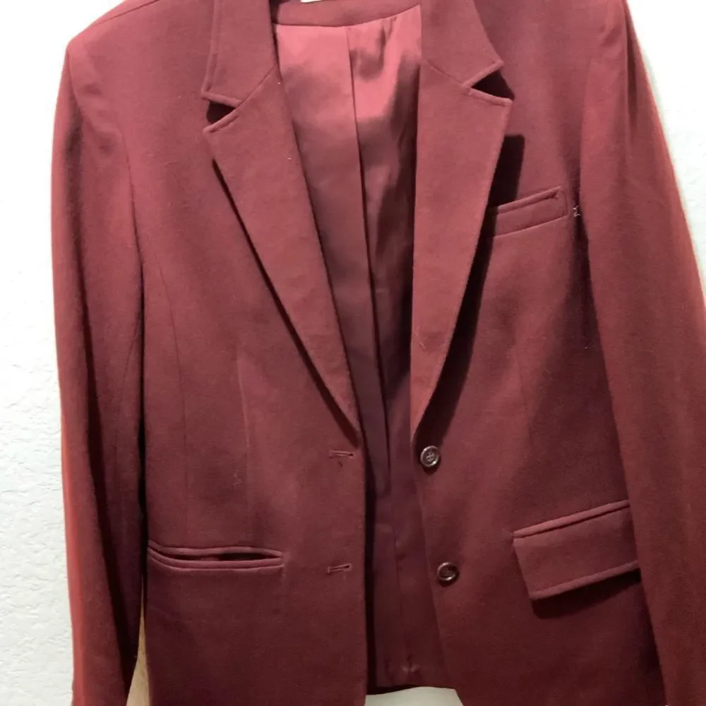 Pendleton Vintage Burgundy Wool Blazer Jacket Size 8 Double Button Made In …